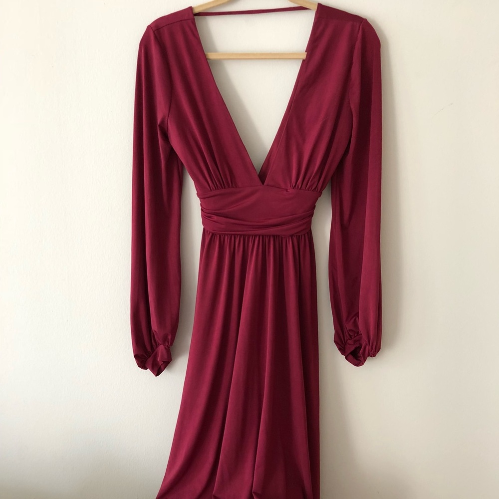 ASOS Deep Red V Neck Dress Size US 8